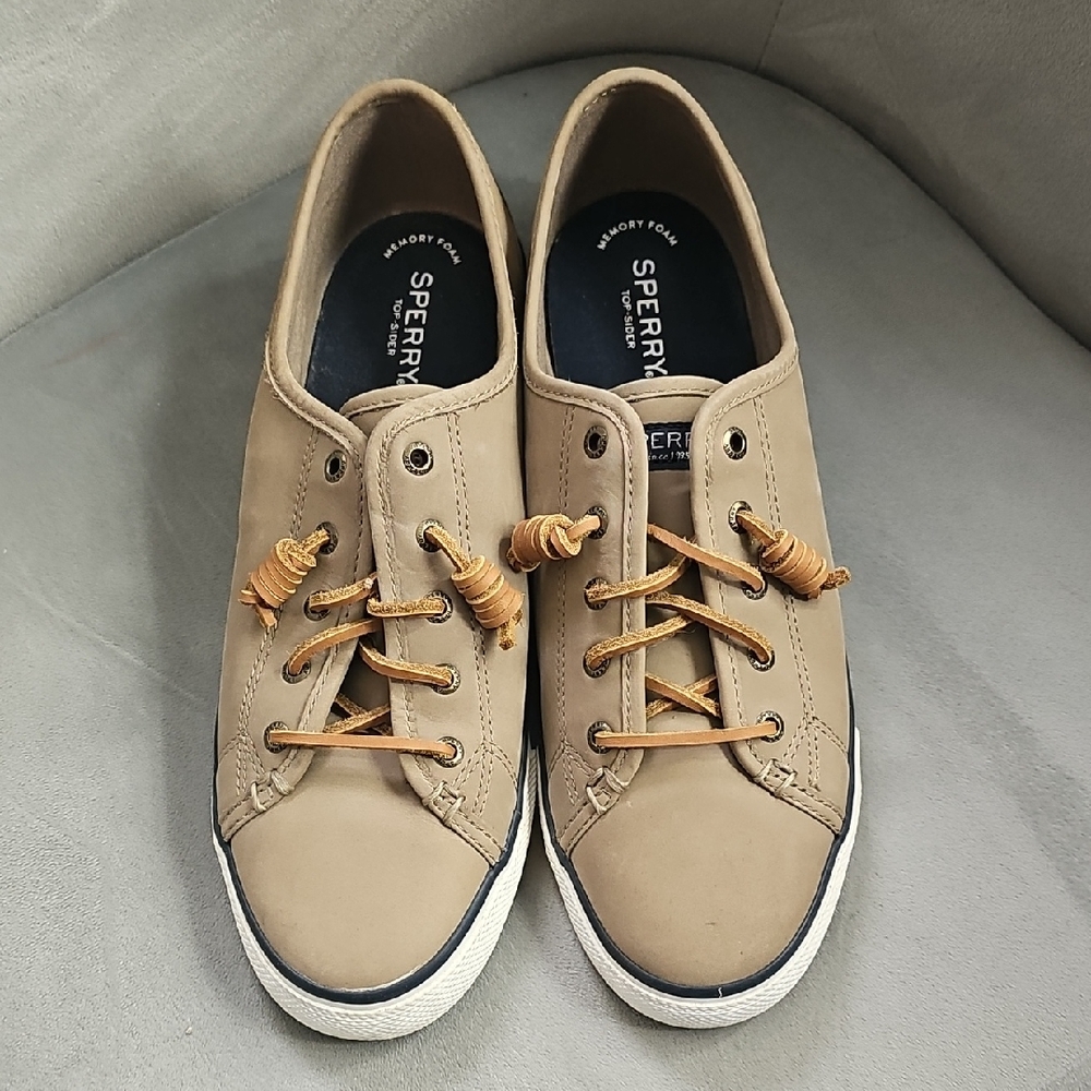 Sperry Tan Sneakers with White Soles